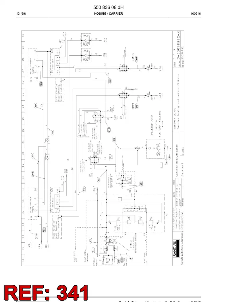 59202401 592 024 01 Hydraulic hose assembly - Sandvik Technical Drawing