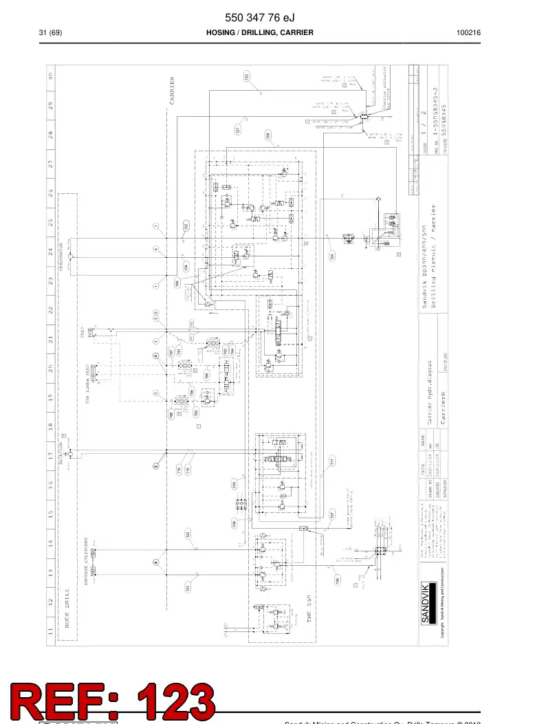59202403 592 024 03 Hydraulic hose assembly - Sandvik Technical Drawing