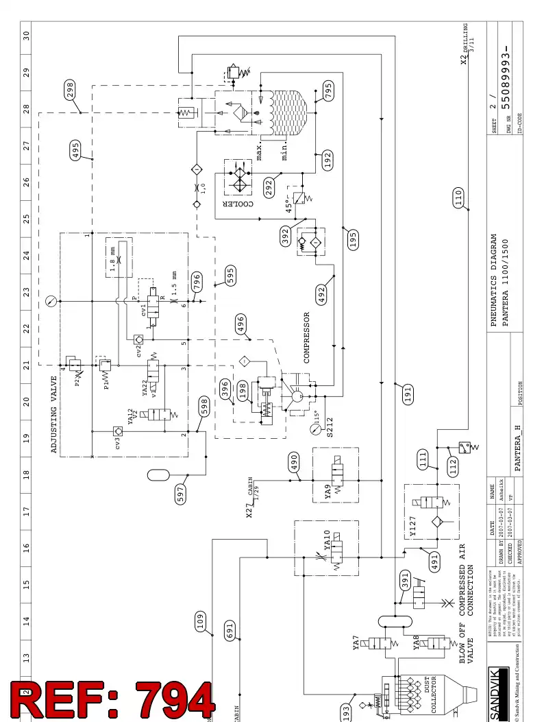 59202404 592 024 04 HYDRAULIC HOSE ASSEMBLY - Sandvik Technical Drawing