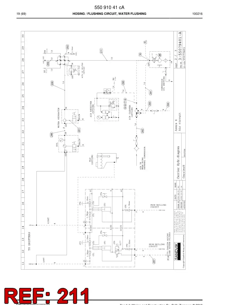 59202407 592 024 07 Hose Assembly, Hydraulic - Sandvik Technical Drawing