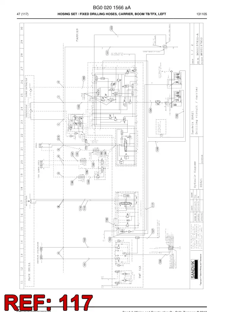 59202411 592 024 11 Hose Assembly, Hydraulic - Sandvik Technical Drawing