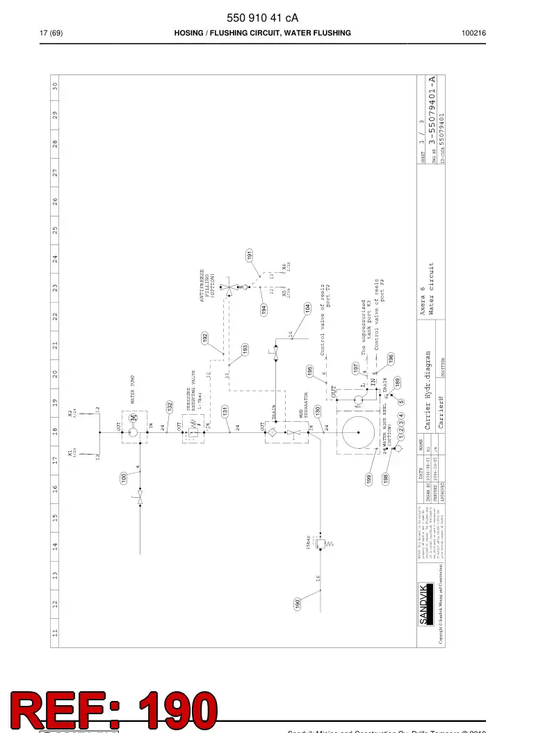 59202421 592 024 21 Hydraulic hose assembly - Sandvik Technical Drawing