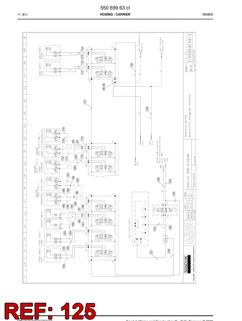 59202429a 592 024 29a Hose Assembly, Hydraulic - Sandvik Technical Drawing
