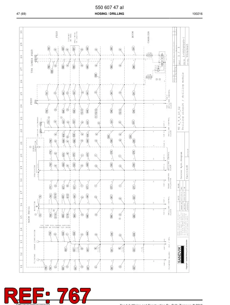 59202433 592 024 33 Hydraulic hose assembly - Sandvik Technical Drawing