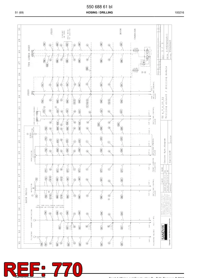 59202441 592 024 41 Hydraulic hose assembly - Sandvik Technical Drawing
