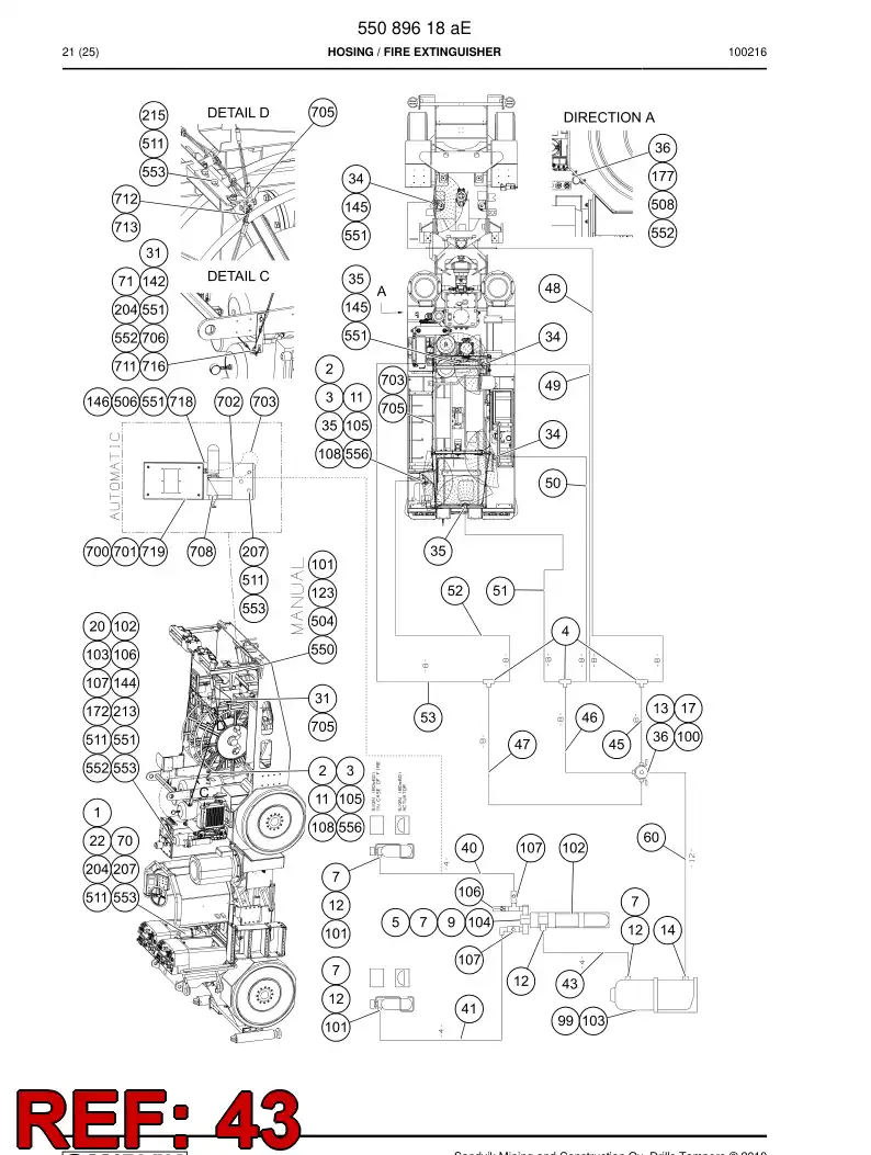 59202453 592 024 53 Hydraulic hose assembly - Sandvik Technical Drawing