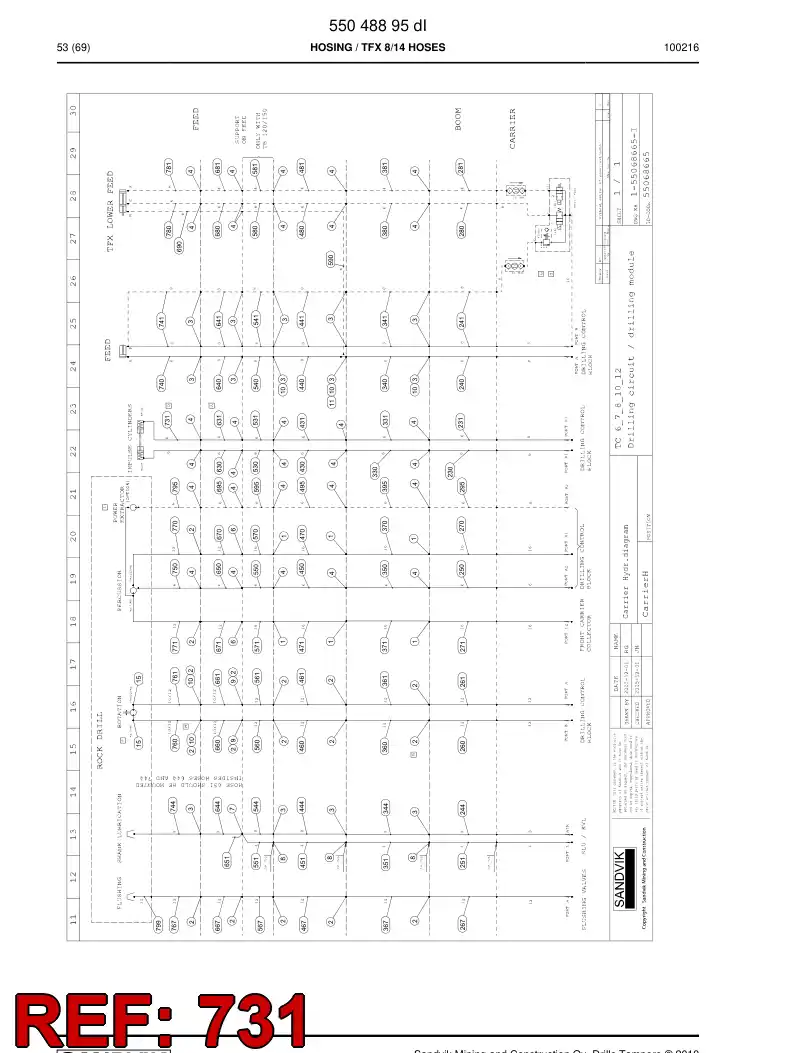 59202469 592 024 69 Hydraulic hose assembly - Sandvik Technical Drawing