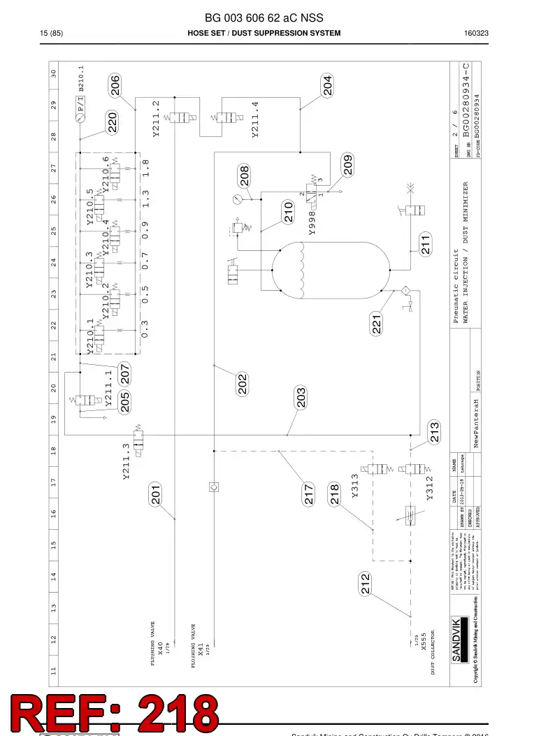 59202473a 592 024 73a HOSE ASSY - Sandvik Technical Drawing