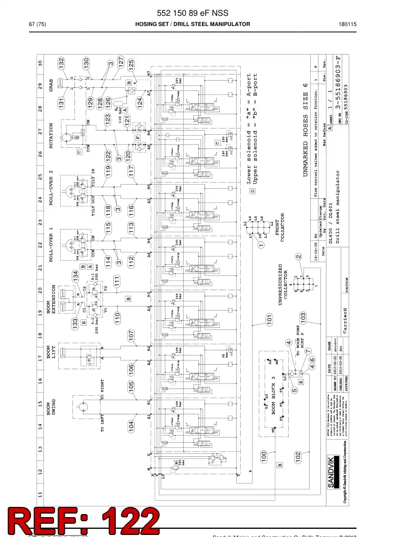 59202495a 592 024 95a HOSE ASSY - Sandvik Technical Drawing