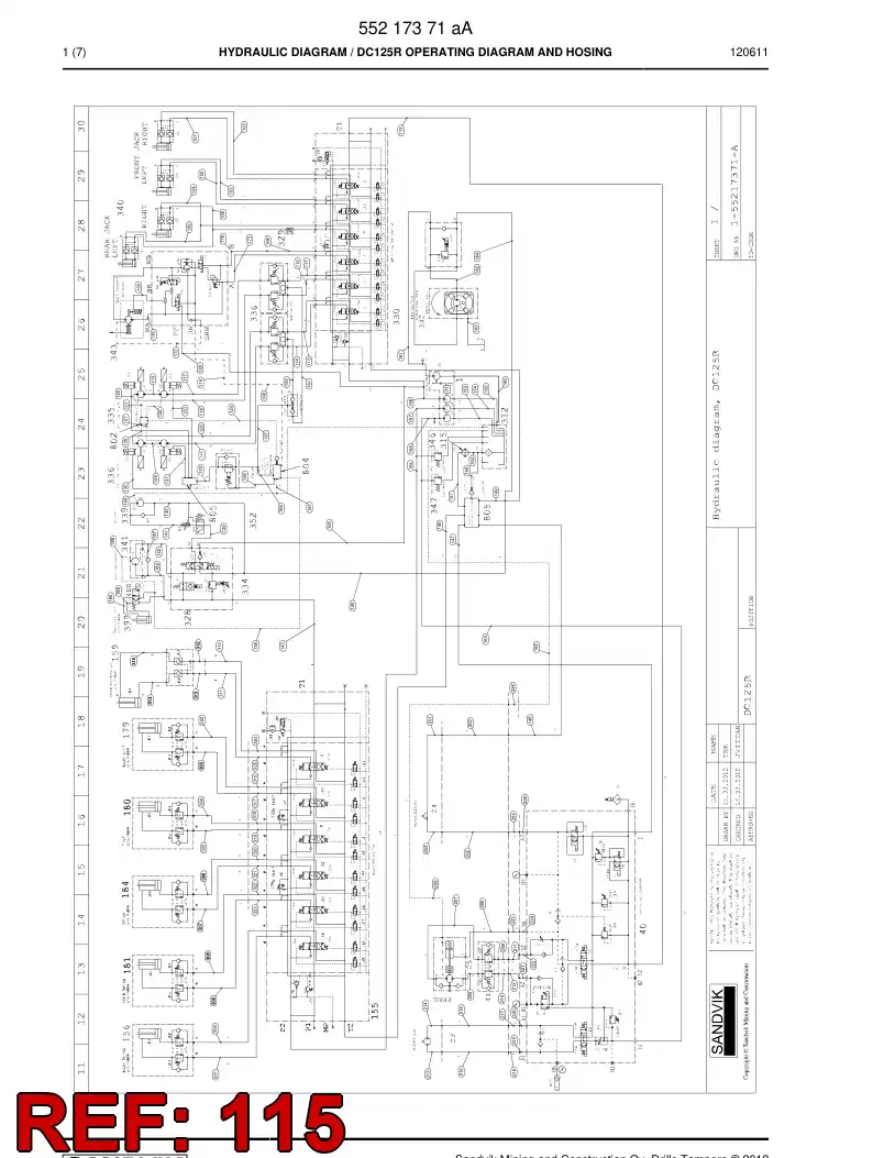 59202527b 592 025 27b Hydraulic hose assembly - Sandvik Technical Drawing