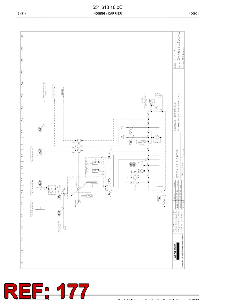 59202539 592 025 39 Hydraulic hose assembly - Sandvik Technical Drawing