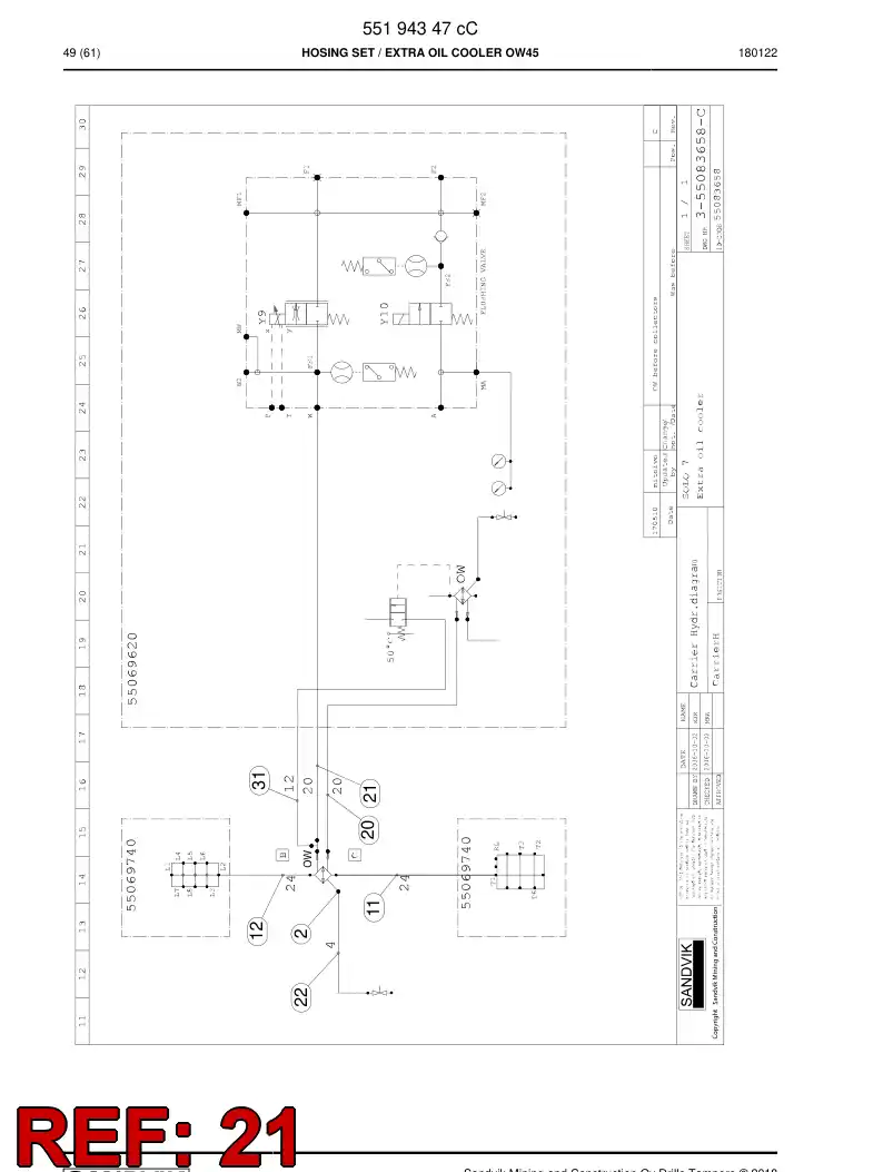 59202541 592 025 41 Hose Assembly, Hydraulic - Sandvik Technical Drawing