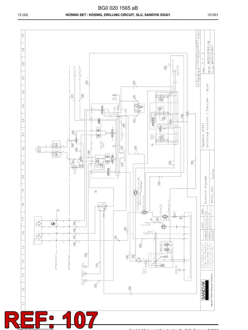 59202549a 592 025 49a HOSE ASSY - Sandvik Technical Drawing