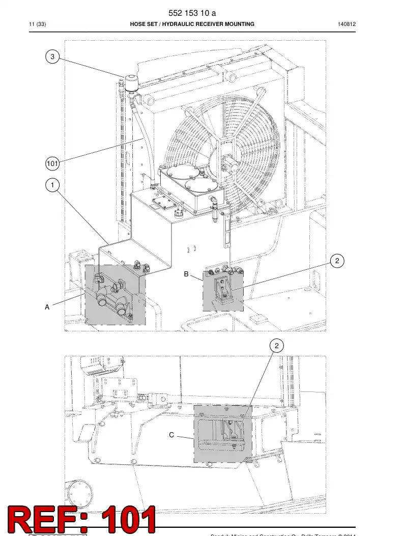 59202567 592 025 67 Hose Assembly, Hydraulic - Sandvik Technical Drawing