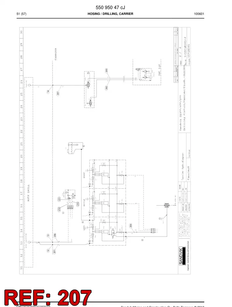 59202573 592 025 73 Hose Assembly, Hydraulic - Sandvik Technical Drawing