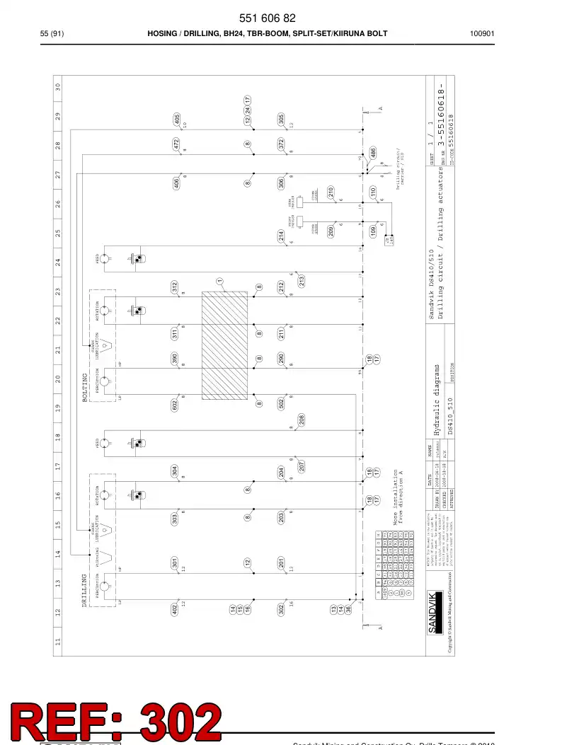 59202597a 592 025 97a Hydraulic hose assembly - Sandvik Technical Drawing