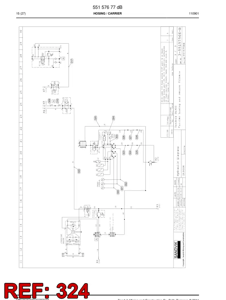 59202607 592 026 07 Hydraulic hose assembly - Sandvik Technical Drawing