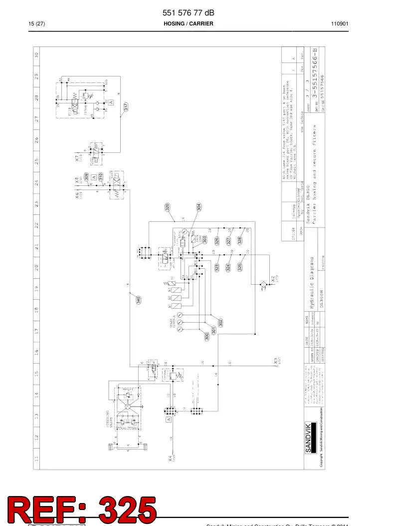 59202613 592 026 13 Hydraulic hose assembly - Sandvik Technical Drawing