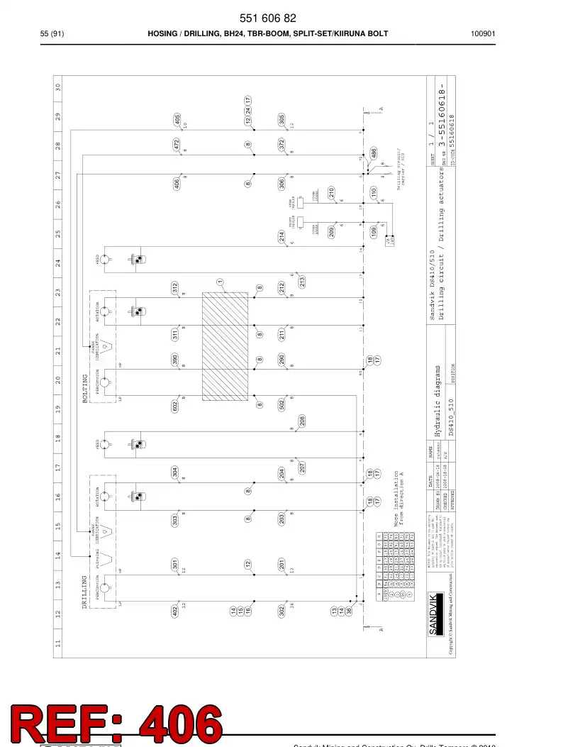 59202651a 592 026 51a Hydraulic hose assembly - Sandvik Technical Drawing