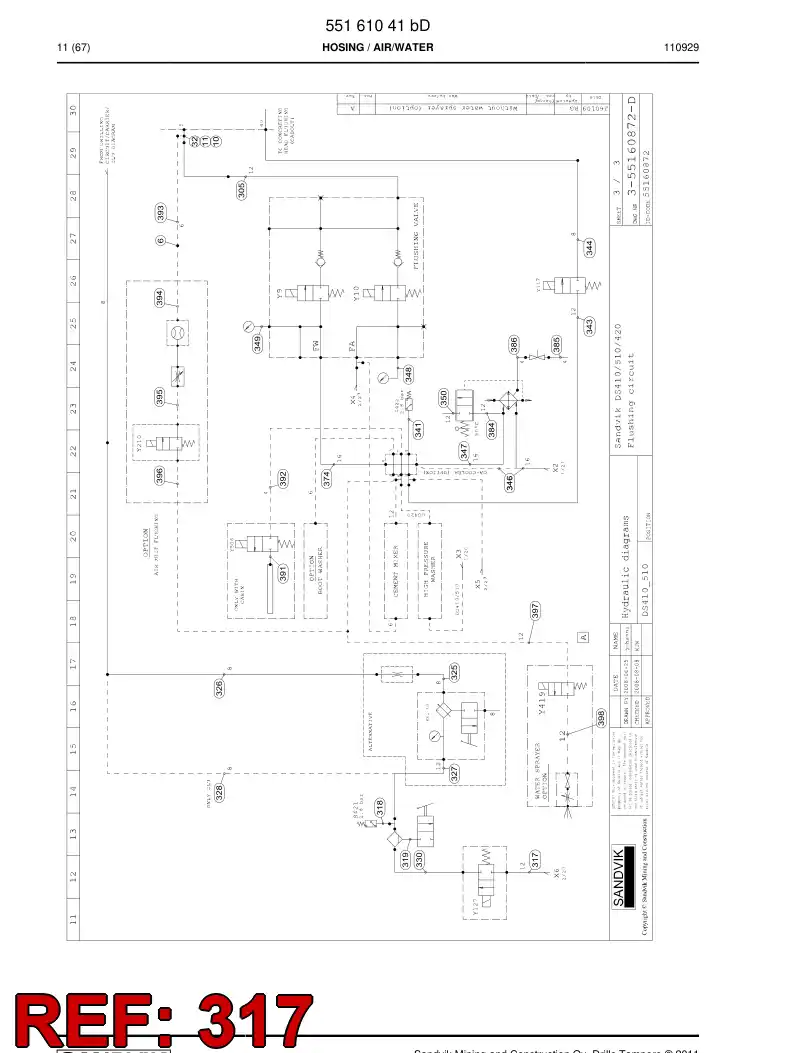 59202711b 592 027 11b Hydraulic hose assembly - Sandvik Technical Drawing