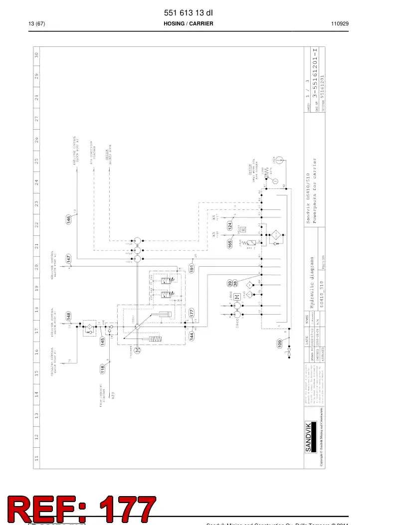 59202719 592 027 19 Hydraulic hose assembly - Sandvik Technical Drawing