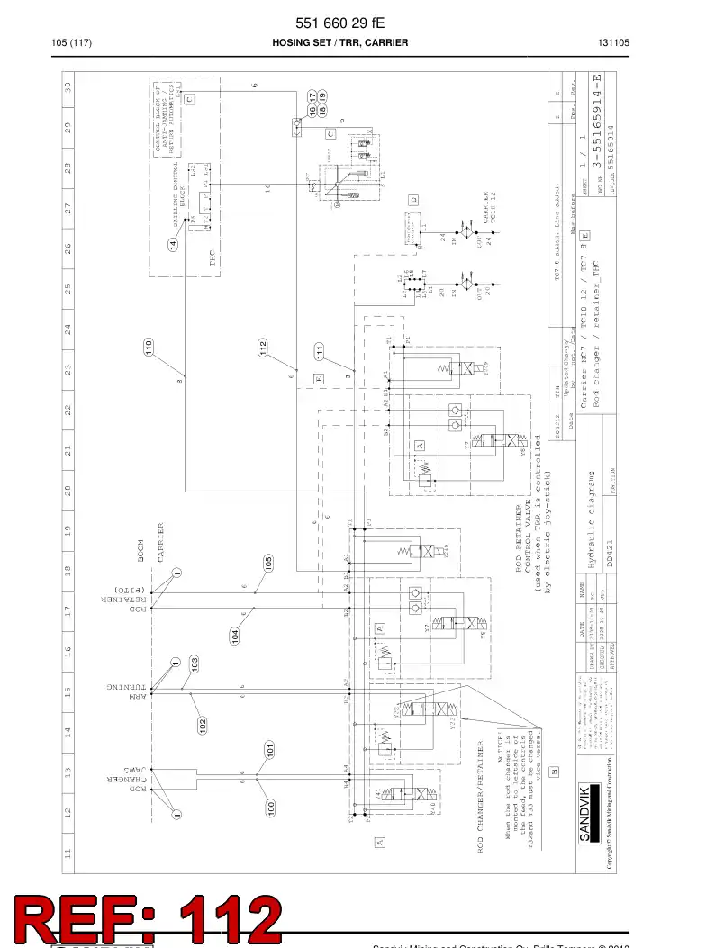 59202721 592 027 21 Hose Assembly, Hydraulic - Sandvik Technical Drawing