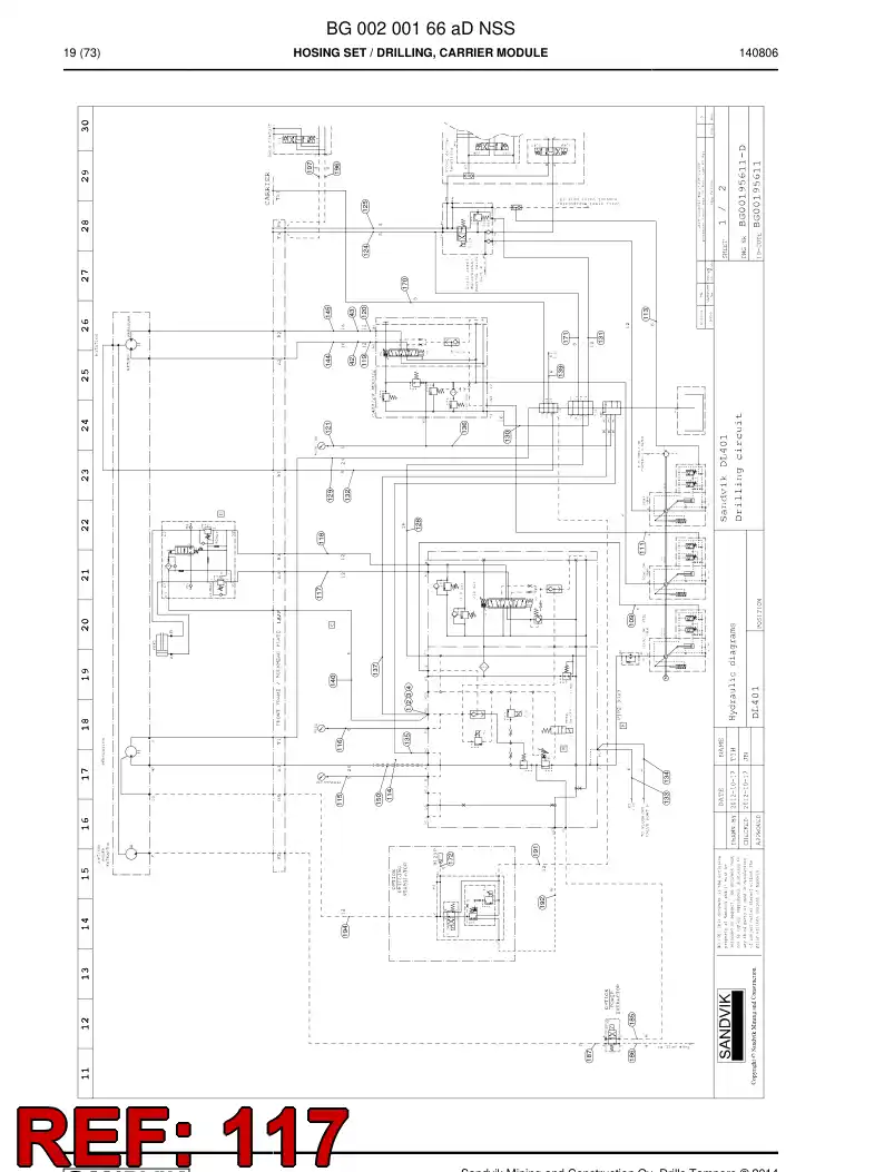59202725b 592 027 25b Hydraulic hose assembly - Sandvik Technical Drawing