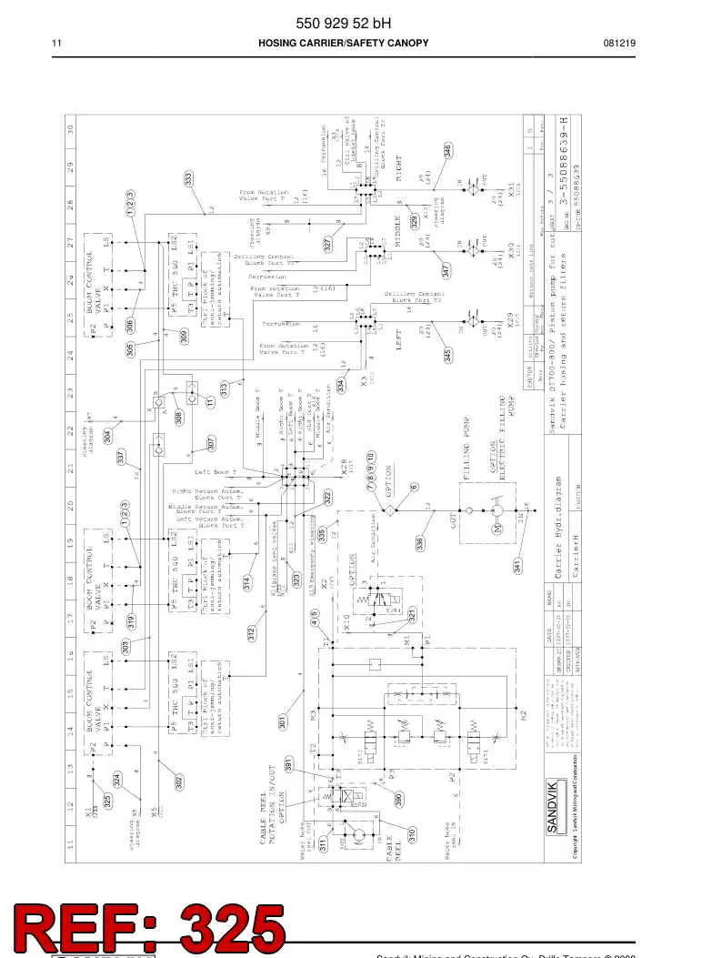 59202737a 592 027 37a Hose Assembly, Hydraulic - Sandvik Technical Drawing
