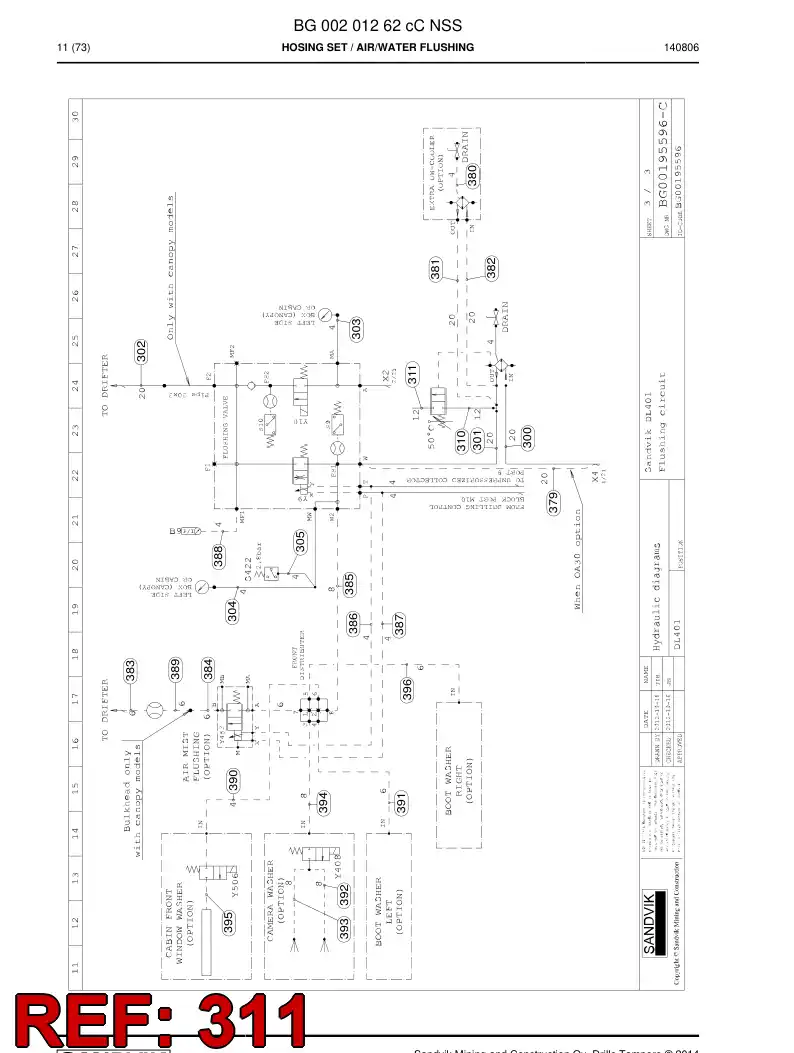 59202761 592 027 61 Hose Assembly, Hydraulic - Sandvik Technical Drawing