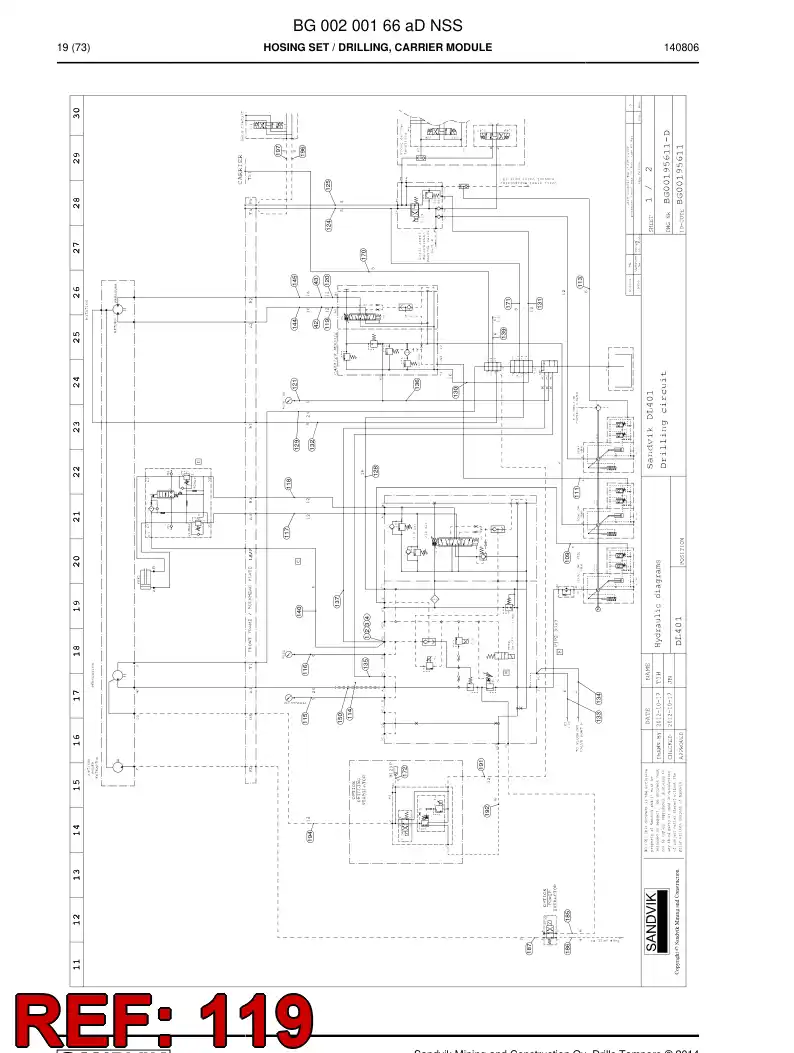 59202787b 592 027 87b Hydraulic hose assembly - Sandvik Technical Drawing
