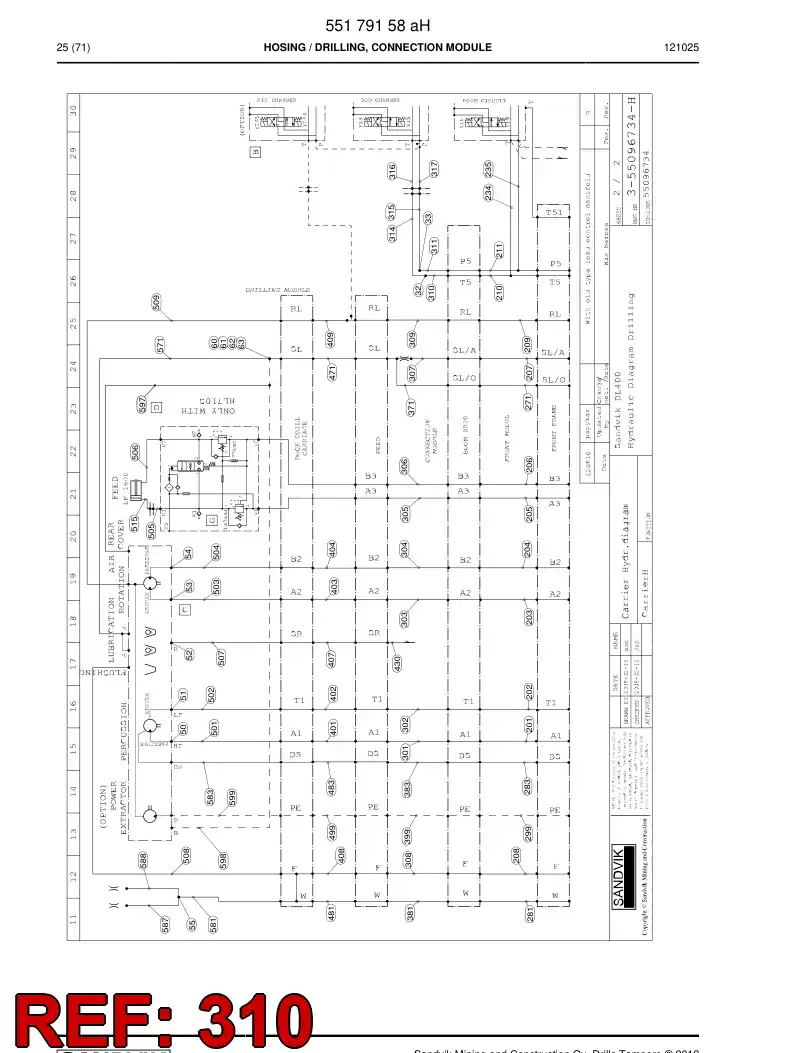 59202793 592 027 93 Hose Assembly, Hydraulic - Sandvik Technical Drawing