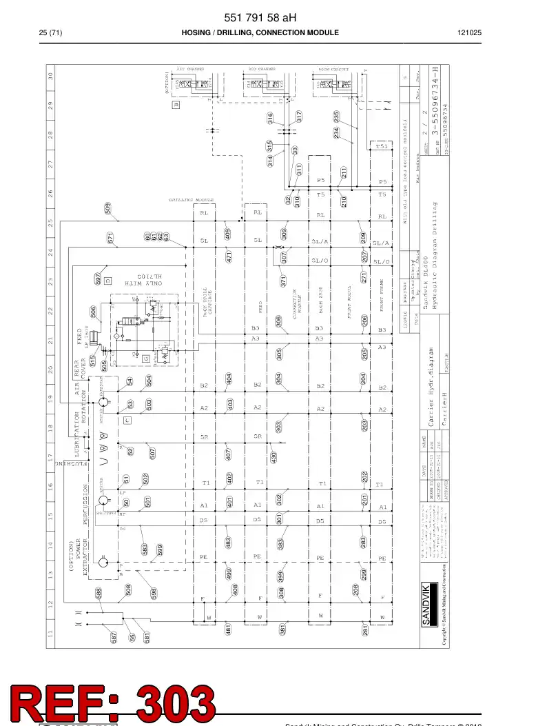 59202797b 592 027 97b Hydraulic hose assembly - Sandvik Technical Drawing