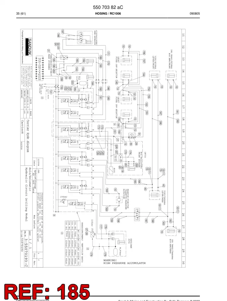 59202801 592 028 01 Hose Assembly, Hydraulic - Sandvik Technical Drawing