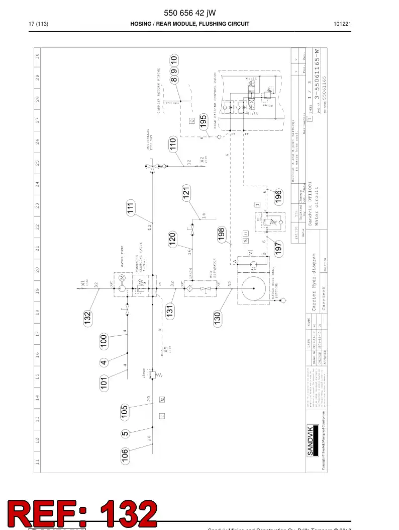 59202829 592 028 29 HOSE ASSY - Sandvik Technical Drawing