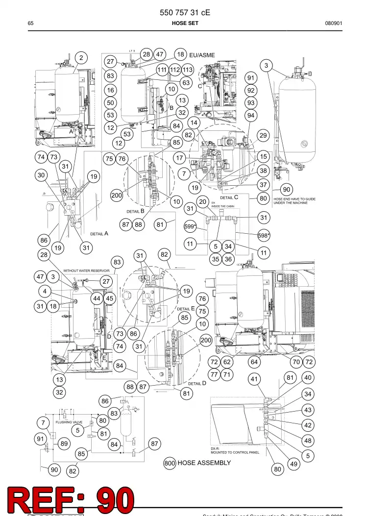 59202849 592 028 49 HOSE ASSY - Sandvik Technical Drawing