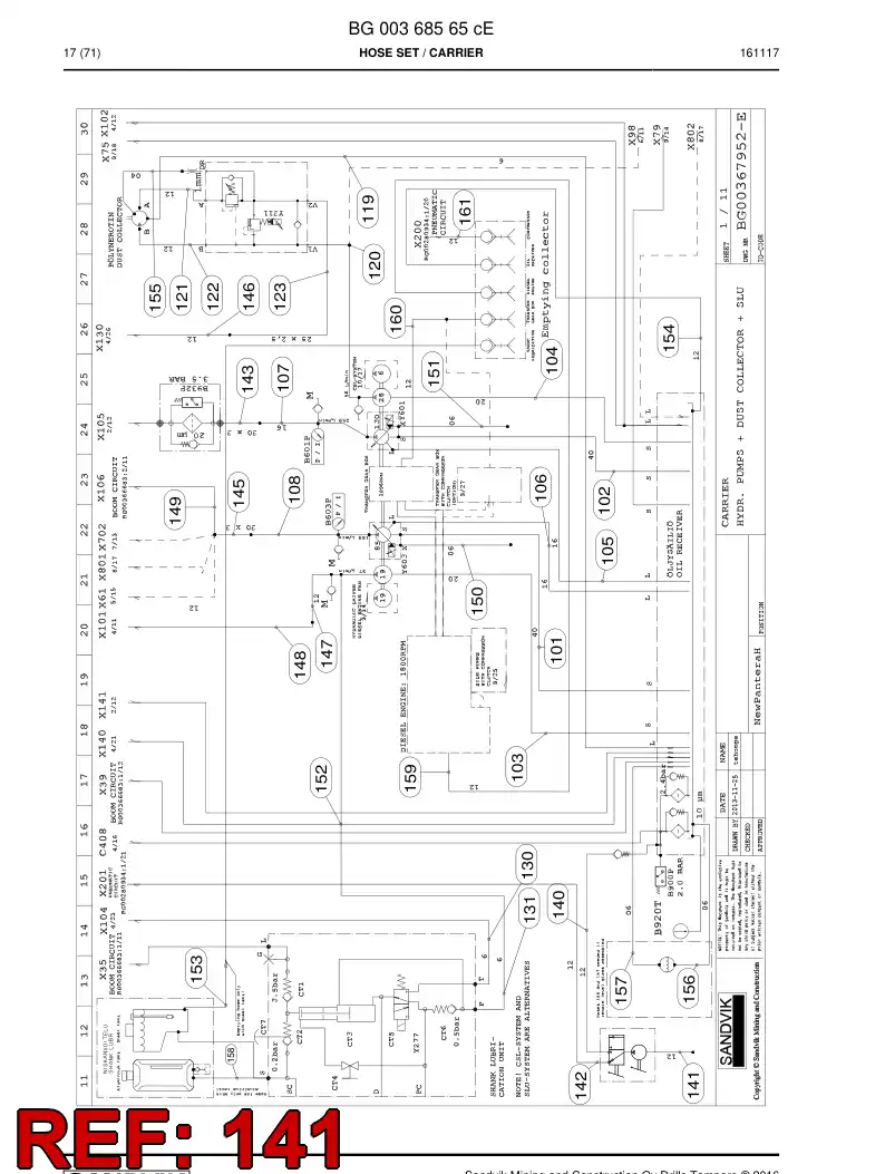 59202855 592 028 55 Hose Assembly, Hydraulic - Sandvik Technical Drawing