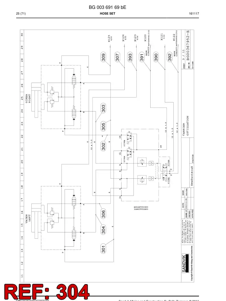 59202859 592 028 59 HYDR.HOSE ASSEMBLY - Sandvik Technical Drawing