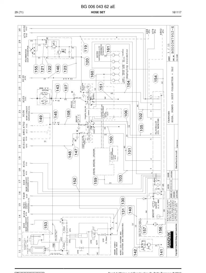 59202869a 592 028 69a Hose Assembly, Hydraulic - Sandvik Technical Drawing