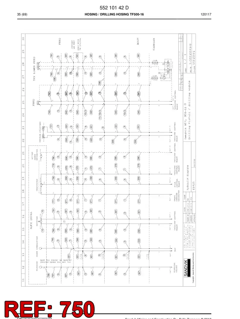 59202875 592 028 75 Hydraulic hose assembly - Sandvik Technical Drawing