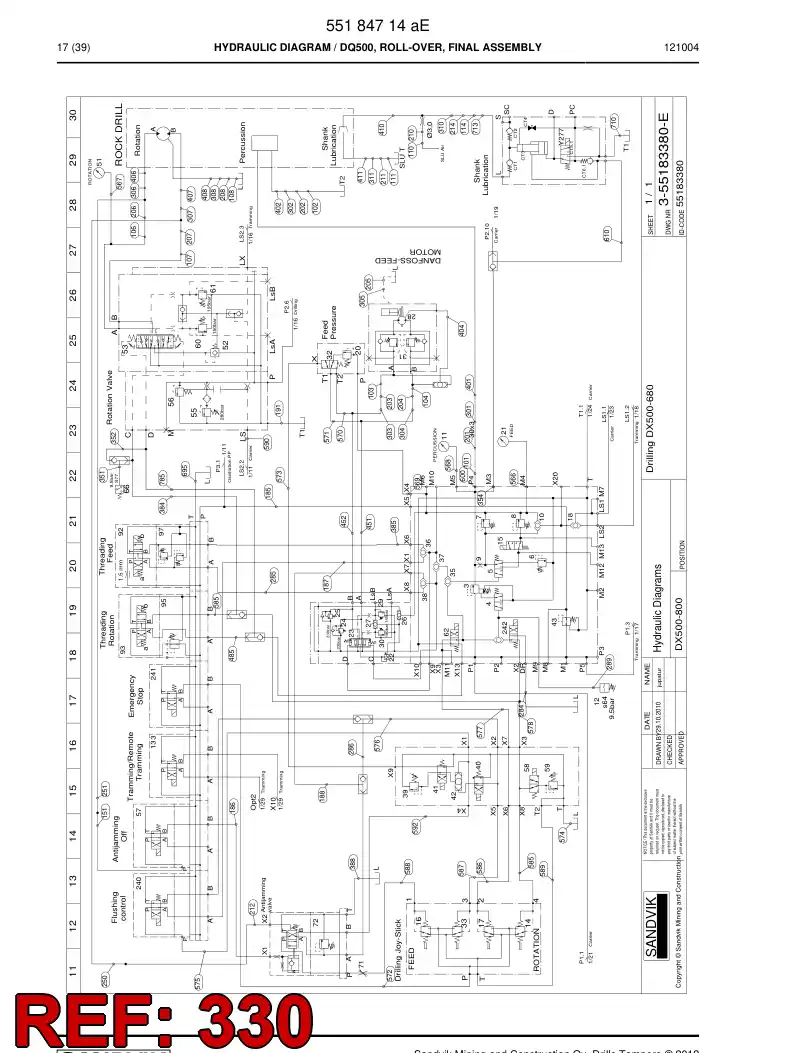 59202895 592 028 95 Hydraulic hose assembly - Sandvik Technical Drawing