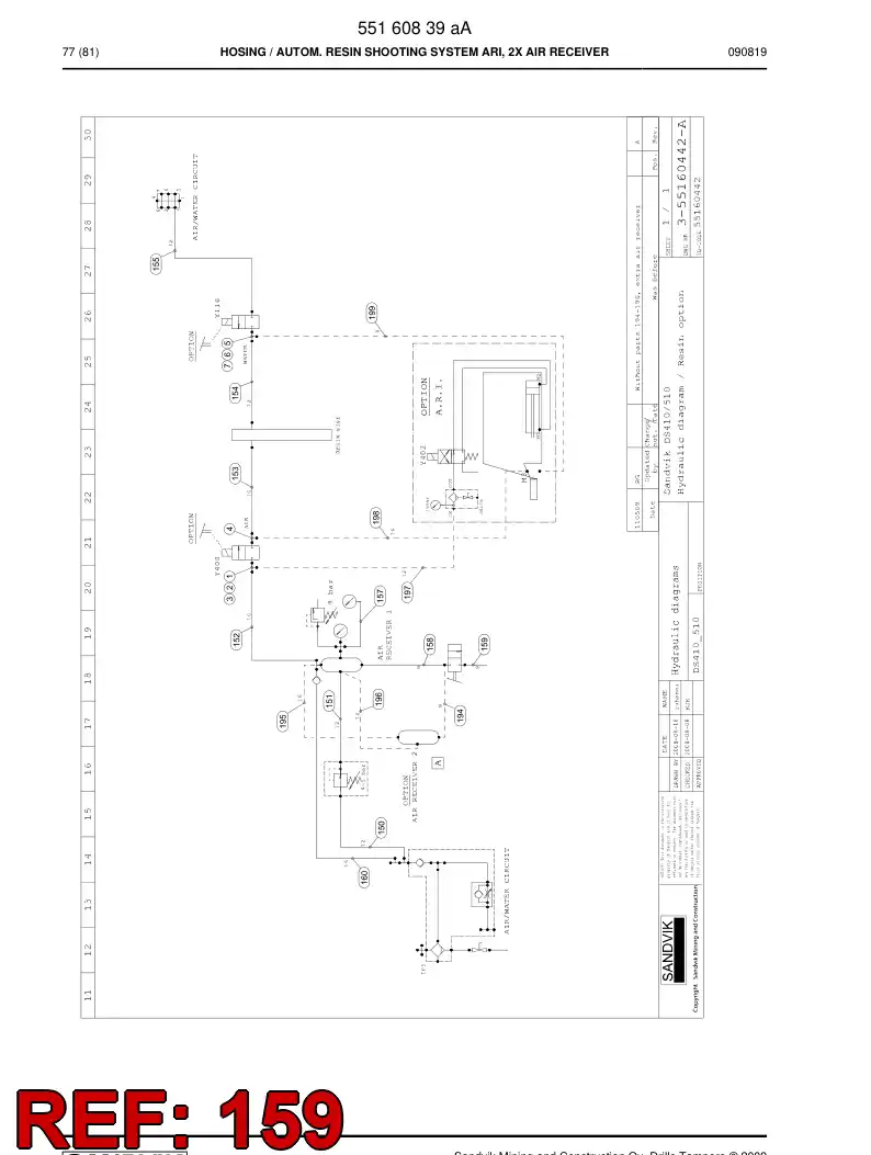 59202901 592 029 01 Hydraulic hose assembly - Sandvik Technical Drawing