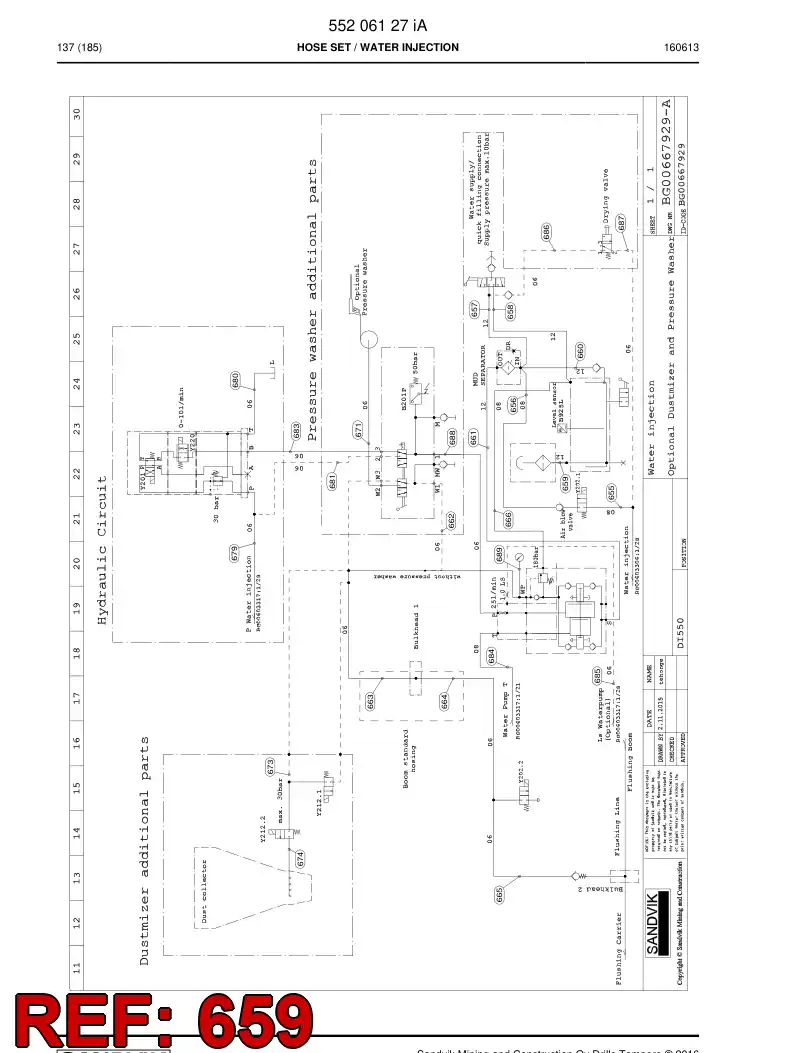 59202911 592 029 11 Hose Assembly, Hydraulic - Sandvik Technical Drawing