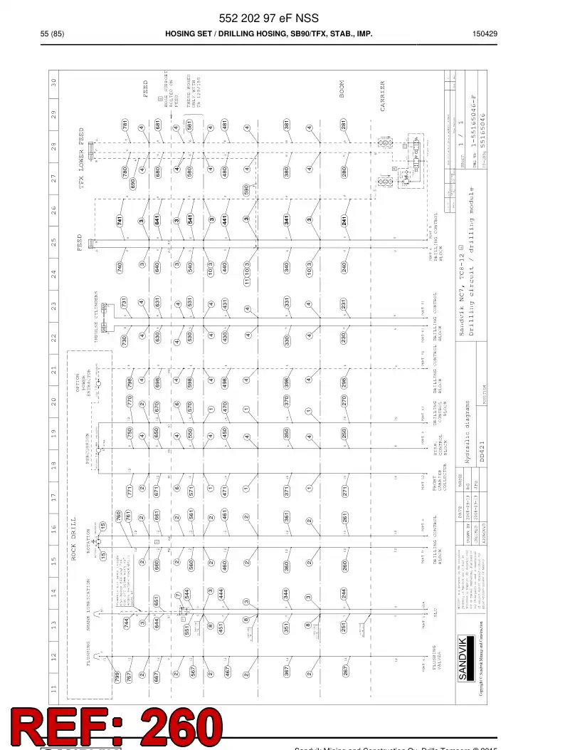 59202955b 592 029 55b Hydraulic hose assembly - Sandvik Technical Drawing