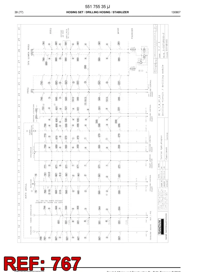 59202991 592 029 91 Hose Assembly, Hydraulic - Sandvik Technical Drawing