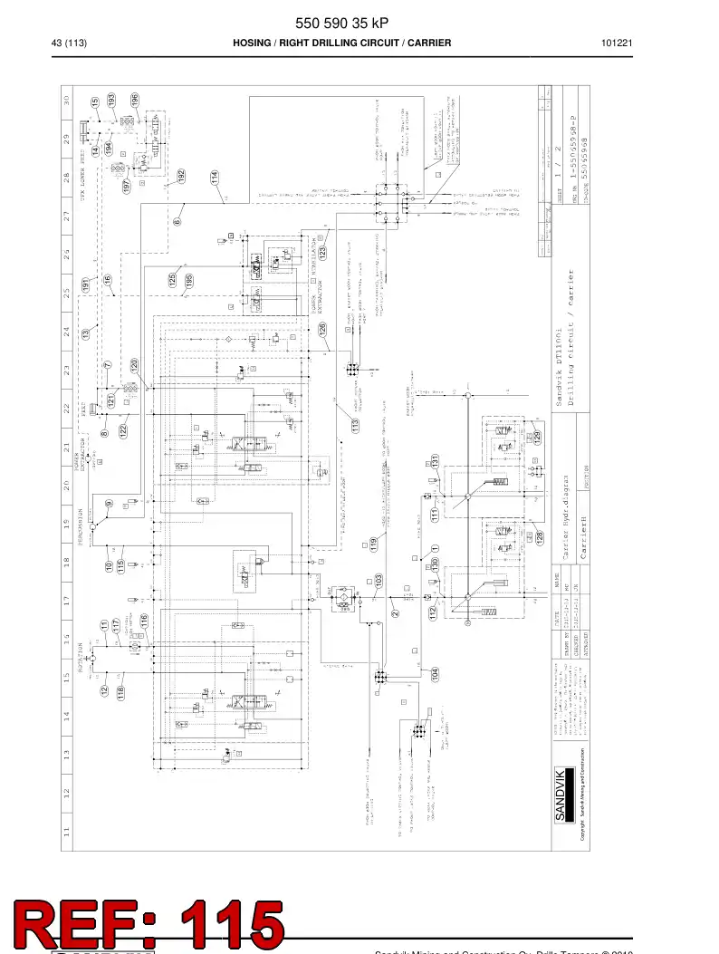 59203019 592 030 19 Hydraulic hose assembly - Sandvik Technical Drawing