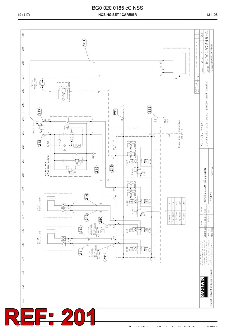59203029 592 030 29 Hose Assembly, Hydraulic - Sandvik Technical Drawing