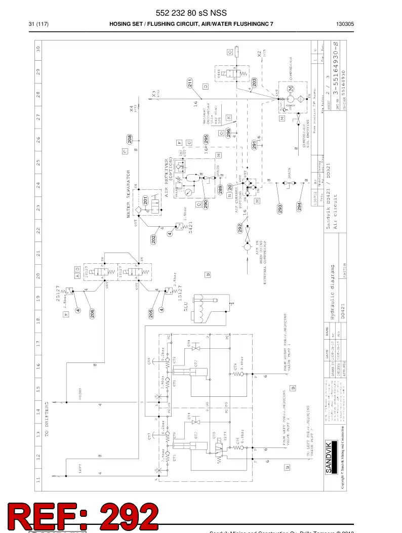 59203033 592 030 33 Hose Assembly, Hydraulic - Sandvik Technical Drawing
