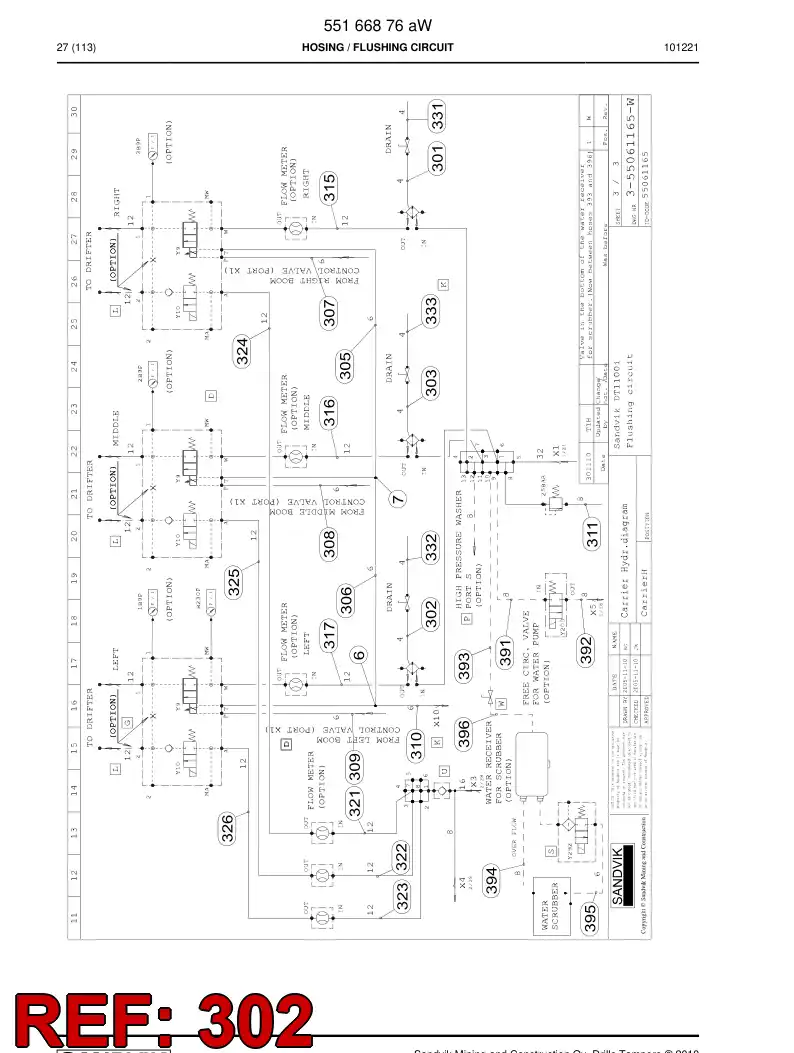 59203035 592 030 35 Hydraulic hose assembly - Sandvik Technical Drawing