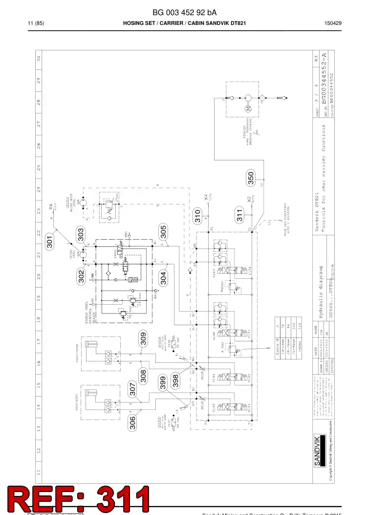 59203037 592 030 37 Hose Assembly, Hydraulic - Sandvik Technical Drawing