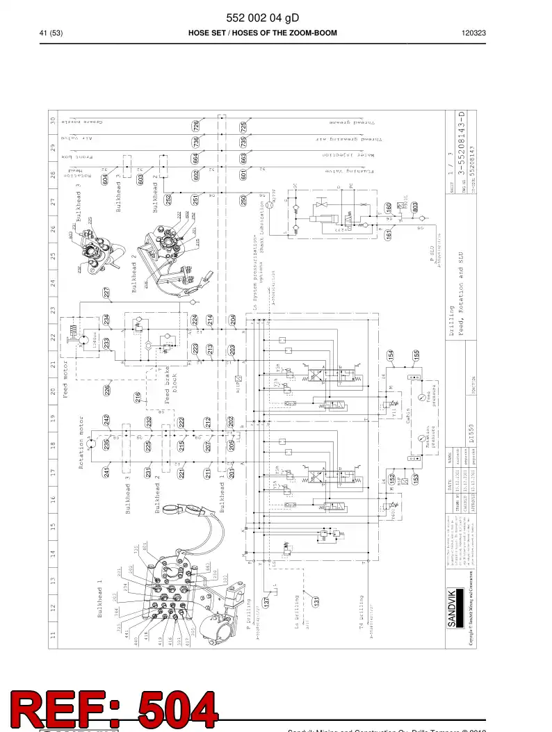 59203039 592 030 39 Hose Assembly, Hydraulic - Sandvik Technical Drawing